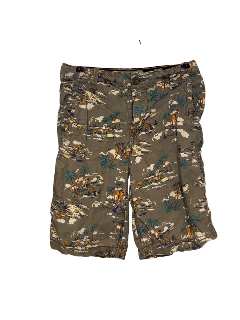 Old Navy Boys Tropical Print Olive Cargo Size 10 Regular